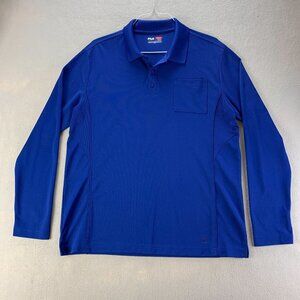 Fila Sport Golf Polo Shirt Mens Large‎ Blue Performance Long Sleeve Athletic Fit